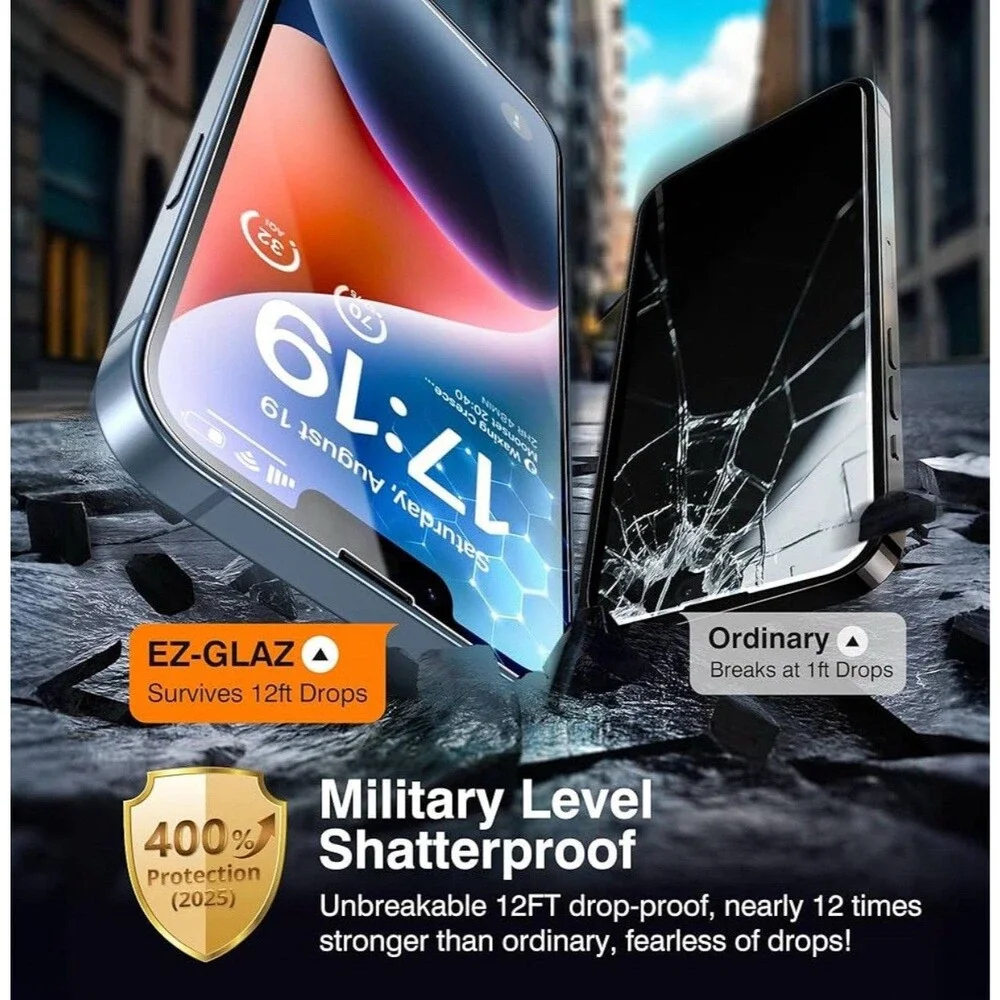 EZ-GLAZ- 4 Pack for iPhone 13 14 Screen Protector [6.1